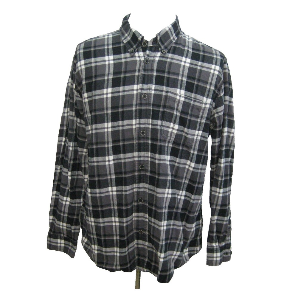 WEATHERPROOF Men's (Size XL) Black Plaid Long Sleeve Flannel Button Front Shirt